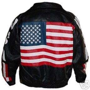 Leather USA Flag Motorcycle Jacket #805 (Sizes Sm   3X)  