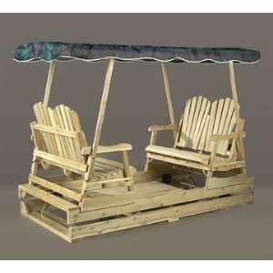   Outdoor Wooden Deluxe Glider with Jacquard Top Patio, Lawn & Garden