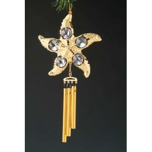  Starfish Gold Swarovski Crystal Wind Chime Ornament: Home 