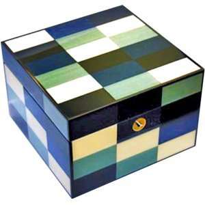 Italian Checkered Lacquer Blue Box Medium 