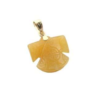    Yellow Jade Tradional Chinese Shirt Pendant, 14k Gold Jewelry