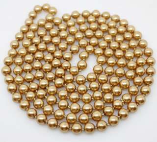 58long yellow imitation pearl round beads necklace  