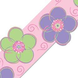 FLOWERS POPPIES Pink Purple Floral STICK UP WALL BORDER  