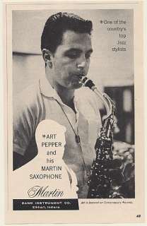 1960 Art Pepper Martin Saxophone Photo Print Ad  