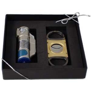   Blue Glow Lighter & Gold Cigar Cutter Gift Set: Health & Personal Care