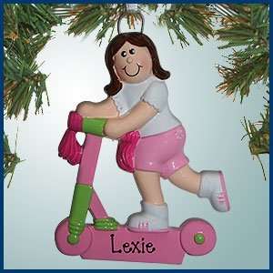  Pink Scooter Female   Brown Hair   Personalized with Perfect