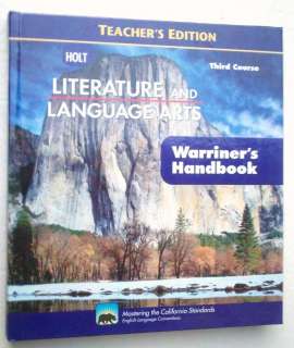 Holt LITERATURE LANGUAGE ARTS Third Course Warriners Handbook ANSWERS 