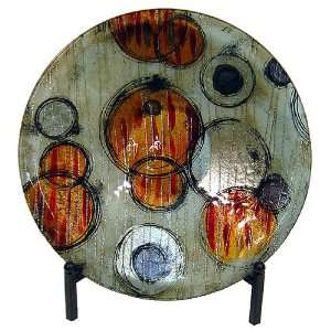   Circle Design Round Glass Plate with Stand:  Home & Kitchen