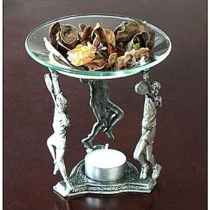 Tennis Players Pewter Candle Holder