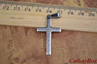 New Stainless Steel Portuguese Lords Prayer Cross Charm Pendant Small 