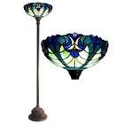 Chloe Lighting Tiffany Style Victorian Torchiere Floor Lamp in Blue 