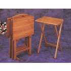 Coaster 5 pc oak finish wood TV tray table set with stand