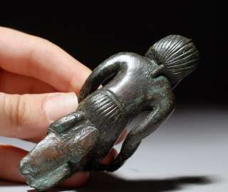 ancient Egyptian bronze statue of a kneeling Pharaoh, dating to Egypt 