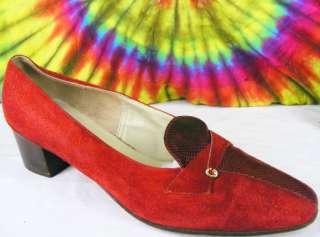   vintage red suede & karrung snake skin GUCCI pumps shoes EUR 40.5 M
