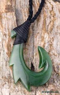 hand carved genuine green nephrite jade maori fish hook necklace 