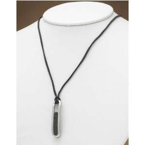  Stainless Steel and Leather Pendant Necklace JSF 843332001310: Jewelry