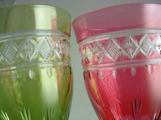 OLD BACCARAT CUT CRYSTAL COLOR & TRANSPARENT 13 GLASSES  