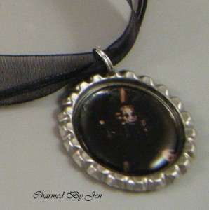   Altered Art Bottle Cap BLACK RIBBON CORD NECKLACE sTeAmPuNk NEW  