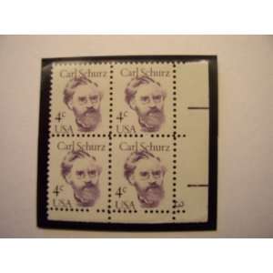   Schurz, S# 1847, Plate Block of 4 4 Cent Stamps, MNH 