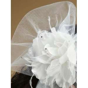  Silk Flower on Tulle Bridal Headpiece 