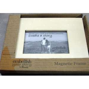   Embellish Your Story 14296 Cream with White Dots Magnetic Frame 4 X 6