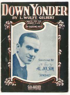 Down Yonder 1921 AL JOLSON Vintage Sheet Music  