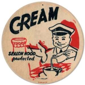  Cream Food and Drink Round Metal Sign   Victory Vintage 