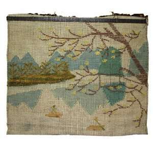 Hand Made Rafting Picture   Natural Jute Weave Wall Hanging Folk Art 