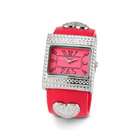 VistaBella Ladies Silver Tone Heart Pink Bracelet Quartz Watch