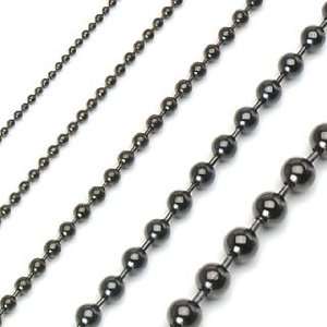  Mens Wide Black Ball Bead Necklace Chain   6MM Wide 