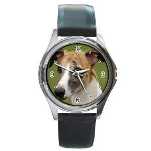 Whippet Puppy Dog 2 Round Leather Watch CC0649
