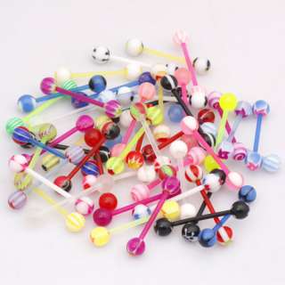   Lot Different Flexible UV Tongue Barbell Bars Rings Body Jewellery 240