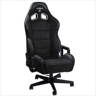 Corbeau CR1 Black Micro Suede Office Chair (2 Pieces) at 