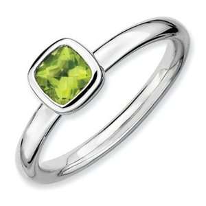   Stackable Expressions Cushion Cut Peridot Ring Size 10.00: Jewelry