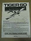 Carl Goldberg Tiger 60 Airplane kit Plane manual book