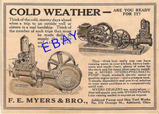 1919 MYERS HYDRO PNEUMATIC WATER PUMP AD ASHLAND OHIO  
