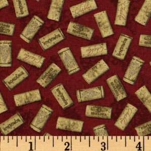   Wine Country Corks Burgundy Fabric By The Yard Arts, Crafts & Sewing