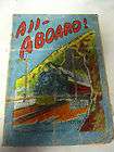   All Aboard Railroad Train Cloth Linen Book Saalfield Publishing NY