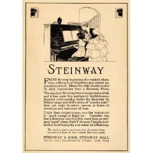  1915 Ad Steinway Pianos Style V Upright Music Lesson 
