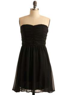   Dress   Black, Solid, Formal, Party, A line, Strapless, Mid length