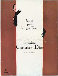   Rene GRUAU 1950s Linen backed Christian DIOR Perfume Ad, print  