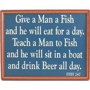  Give A Man A Fish Beer Framed Sign