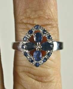 Estate 1.20ctw Genuine Sapphire 925 Silver Sterling Ring   Size 7   3 