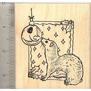   Ferret with Christmas Bulb Rubber Stamp: Arts, Crafts & Sewing