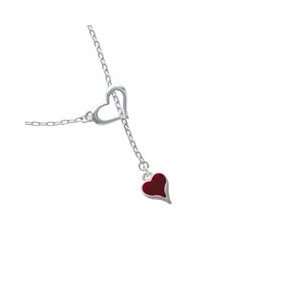  Small Long Maroon Heart Heart Lariat Charm Necklace: Arts 