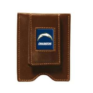  San Diego Chargers Brown Leather Money Clip & Card Case 