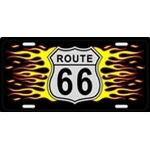  Route 66 Flames License Plate Plates Tag Tags auto vehicle 