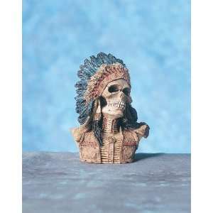  Figurine Indian Skull Hand Painted Resin