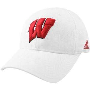   Wisconsin Badgers White Basic Logo Structured Adjustable Hat: Sports