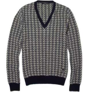  Clothing  Knitwear  V necks  Geometric Wool Sweater
